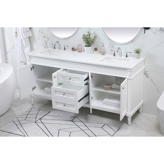 Elegant Kitchen/Bath Bennett 72" Double Bathroom Vanity, White