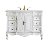 Elegant Oakland 48" Single Vanity, Antique White/Ivory Marble - VF38848AW-VW