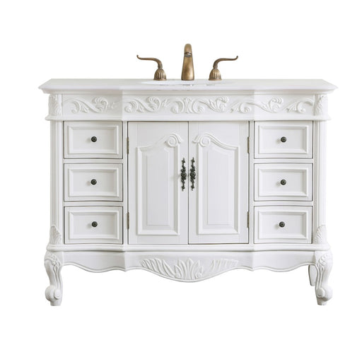 Elegant Oakland 48" Single Vanity, Antique White/Ivory Marble - VF38848AW-VW