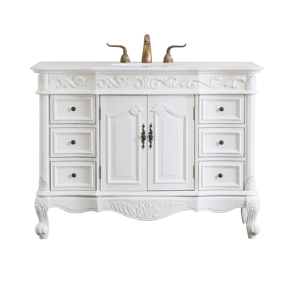 Elegant Oakland 48" Single Vanity, Antique White/Ivory Marble - VF38848AW-VW