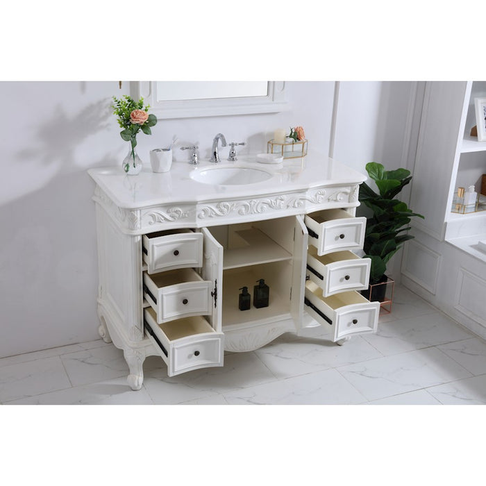 Elegant Oakland 48" Single Vanity, Antique White/Ivory Marble