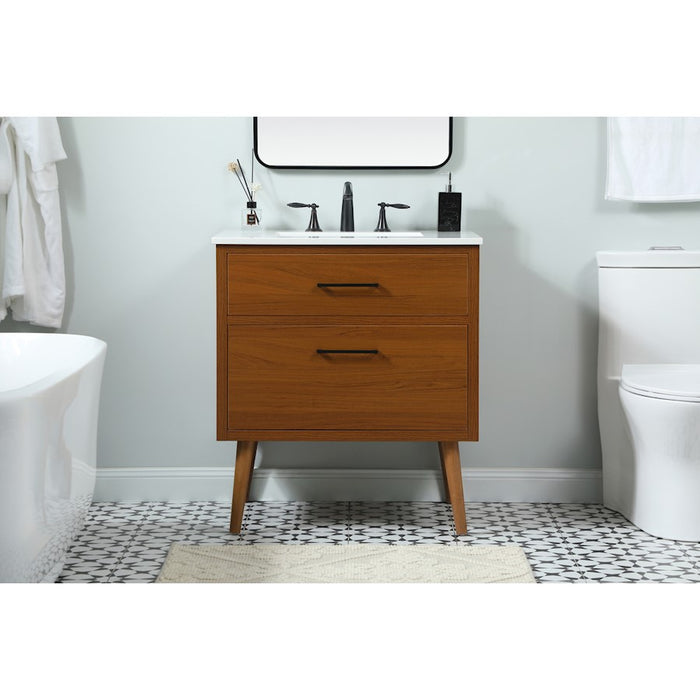 Elegant Kitchen/Bath Boise 30" Single Bathroom Vanity, Teak