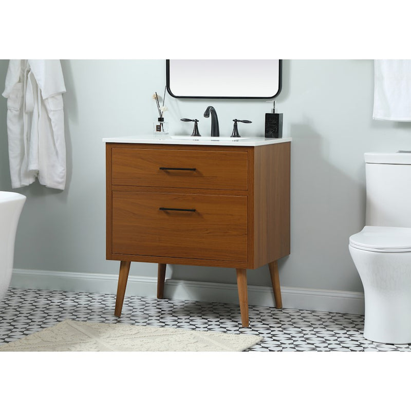 Elegant Kitchen/Bath Boise 30" Single Bathroom Vanity, Teak
