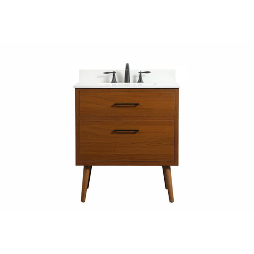 Elegant Boise 30" Single Bathroom Vanity, Teak/Backsplash - VF41030MTK-BS