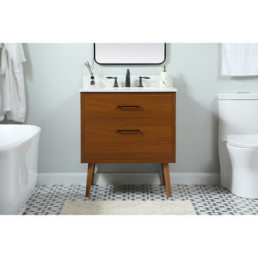 Elegant Boise 30" Single Bathroom Vanity, Teak/Backsplash