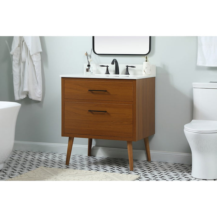 Elegant Boise 30" Single Bathroom Vanity, Teak/Backsplash