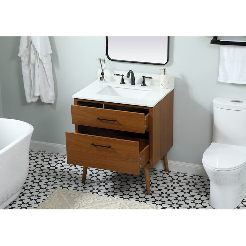 Elegant Boise 30" Single Bathroom Vanity, Teak/Backsplash