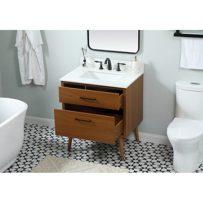 Elegant Boise 30" Single Bathroom Vanity, Teak/Backsplash