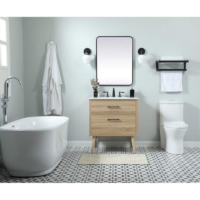 Elegant Boise 30" Single Bathroom Vanity, Teak/Backsplash