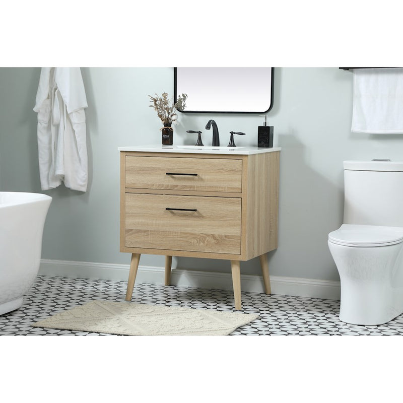 Elegant Kitchen/Bath Boise 30" Single Bathroom Vanity, Mango Wood
