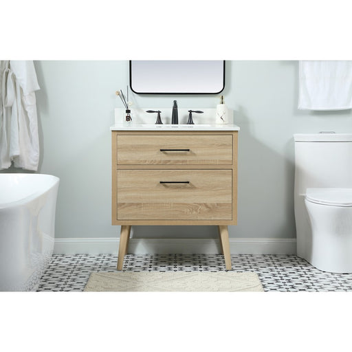 Elegant Boise 30" Single Bathroom Vanity, Mango Wood/Backsplash