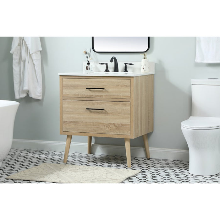 Elegant Boise 30" Single Bathroom Vanity, Mango Wood/Backsplash