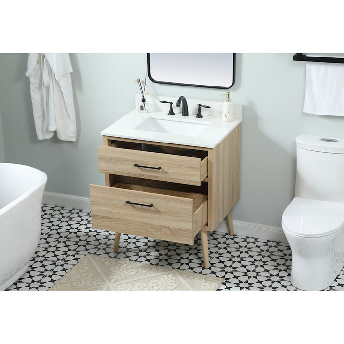 Elegant Boise 30" Single Bathroom Vanity, Mango Wood/Backsplash