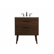 Elegant Kitchen/Bath Boise 30" Single Bathroom Vanity, Walnut - VF41030MWT