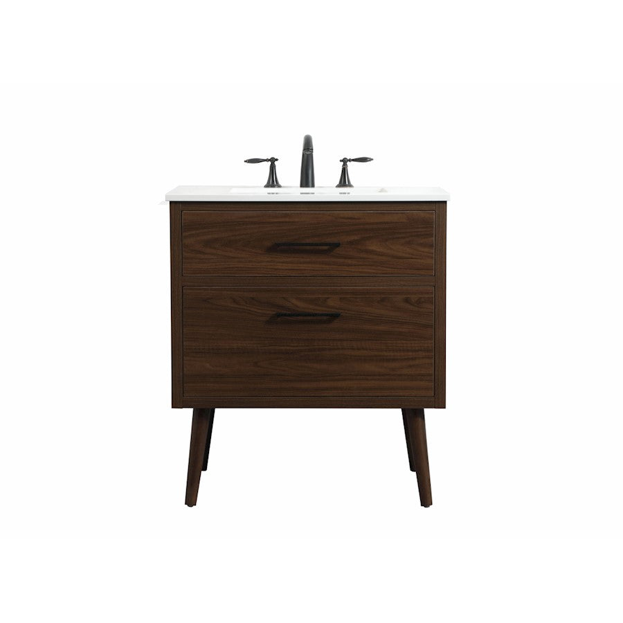 Elegant Kitchen/Bath Boise 30" Single Bathroom Vanity, Walnut - VF41030MWT