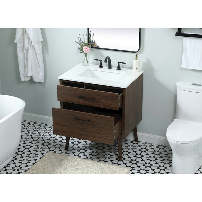 Elegant Kitchen/Bath Boise 30" Single Bathroom Vanity, Walnut