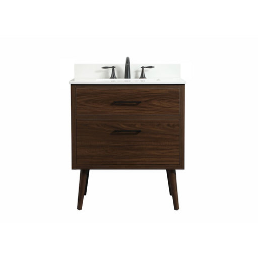 Elegant Boise 30" Single Bathroom Vanity, Walnut/Backsplash - VF41030MWT-BS