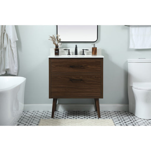 Elegant Boise 30" Single Bathroom Vanity, Walnut/Backsplash