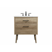 Elegant Kitchen/Bath Boise 30" Single Bathroom Vanity, Natural Oak - VF41030NT