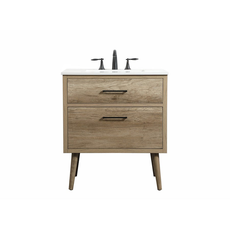Elegant Kitchen/Bath Boise 30" Single Bathroom Vanity, Natural Oak - VF41030NT