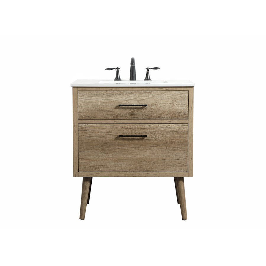 Elegant Kitchen/Bath Boise 30" Single Bathroom Vanity, Natural Oak - VF41030NT