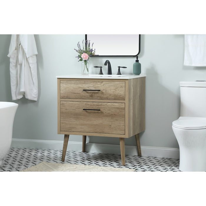 Elegant Kitchen/Bath Boise 30" Single Bathroom Vanity, Natural Oak