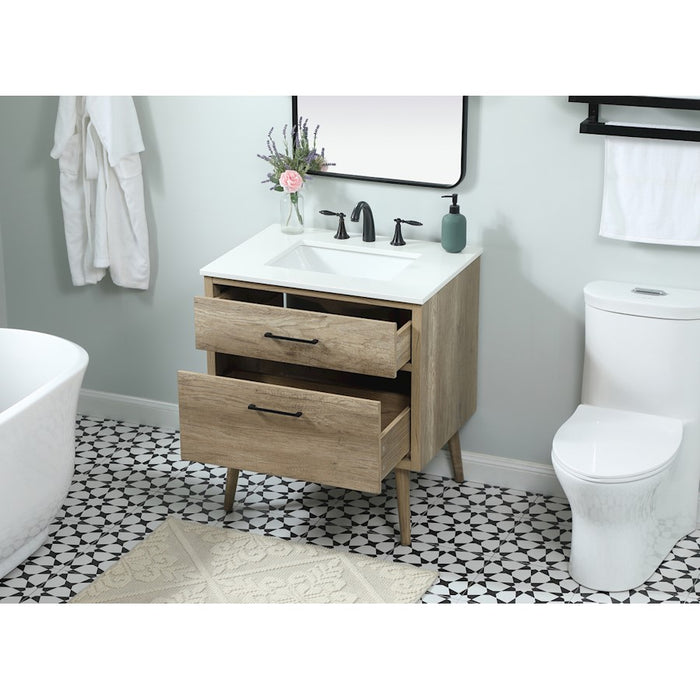 Elegant Kitchen/Bath Boise 30" Single Bathroom Vanity, Natural Oak