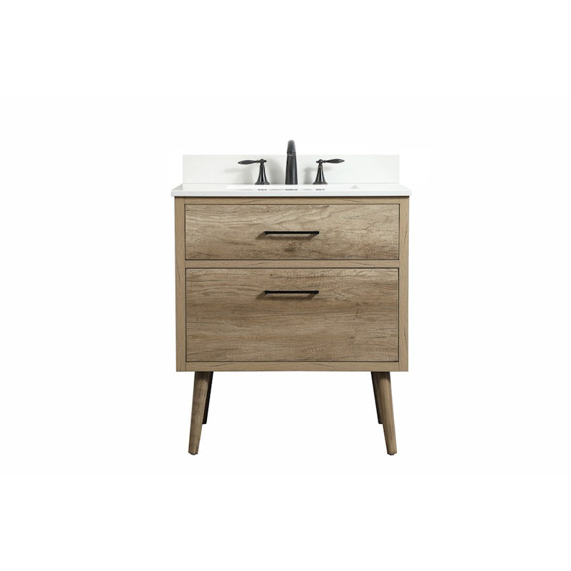 Elegant Boise 30" Single Bathroom Vanity, Natural Oak/Backsplash - VF41030NT-BS