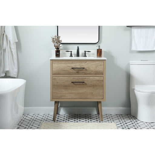 Elegant Boise 30" Single Bathroom Vanity, Natural Oak/Backsplash