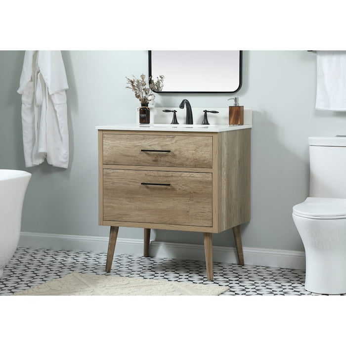 Elegant Boise 30" Single Bathroom Vanity, Natural Oak/Backsplash