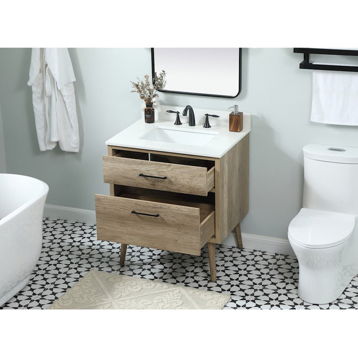 Elegant Boise 30" Single Bathroom Vanity, Natural Oak/Backsplash