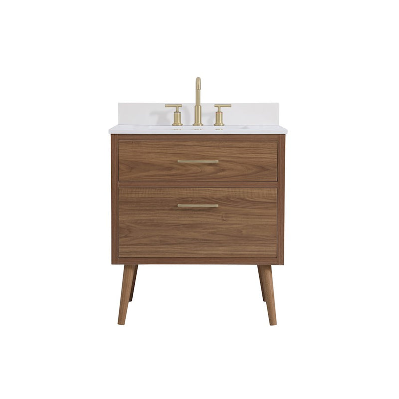 Elegant Boise 30" Bathroom Vanity, Walnut Brown/Backsplash - VF41030WB-BS