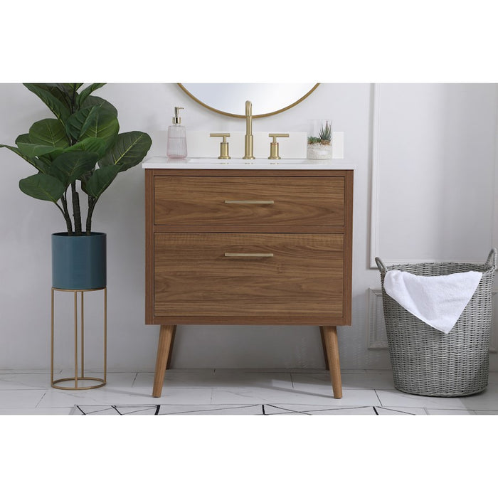 Elegant Boise 30" Bathroom Vanity, Walnut Brown/Backsplash