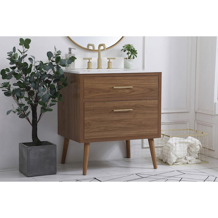 Elegant Boise 30" Bathroom Vanity, Walnut Brown/Backsplash