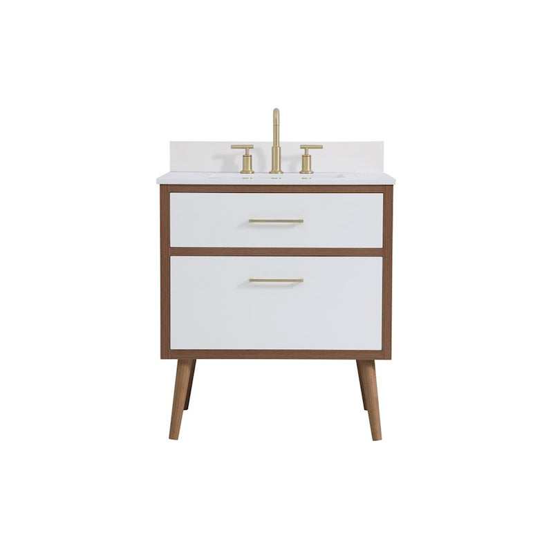 Elegant Kitchen/Bath Boise 30" Bathroom Vanity, White/Backsplash - VF41030WH-BS