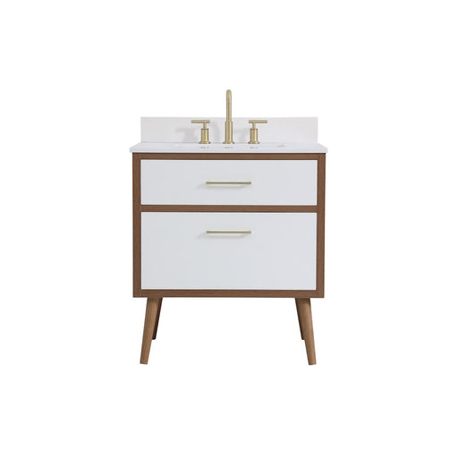 Elegant Kitchen/Bath Boise 30" Bathroom Vanity, White/Backsplash - VF41030WH-BS