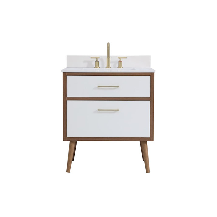Elegant Kitchen/Bath Boise 30" Bathroom Vanity, White/Backsplash - VF41030WH-BS