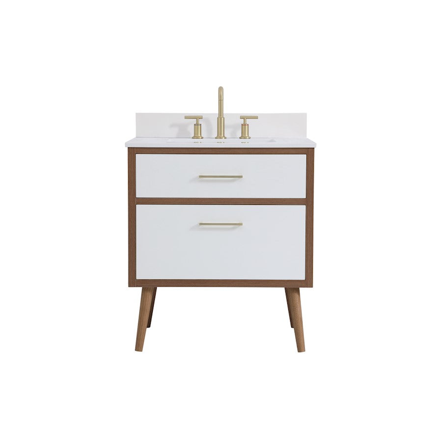 Elegant Kitchen/Bath Boise 30" Bathroom Vanity, White/Backsplash - VF41030WH-BS