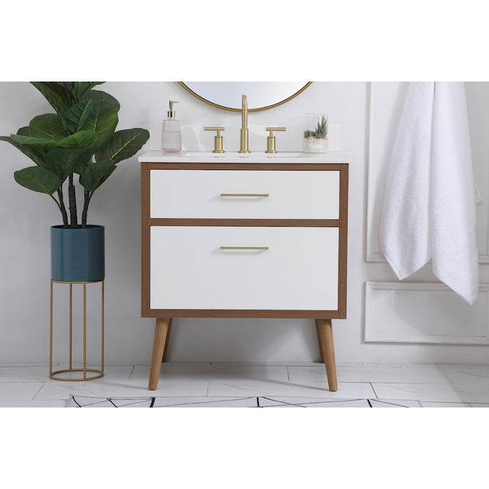 Elegant Kitchen/Bath Boise 30" Bathroom Vanity, White/Backsplash