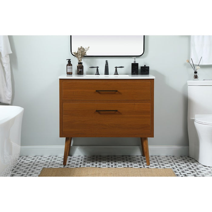 Elegant Kitchen/Bath Boise 36" Single Bathroom Vanity, Teak