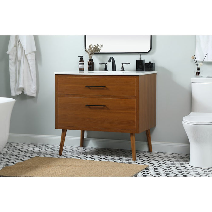 Elegant Kitchen/Bath Boise 36" Single Bathroom Vanity, Teak