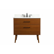 Elegant Boise 36" Single Bathroom Vanity, Teak/Backsplash - VF41036MTK-BS
