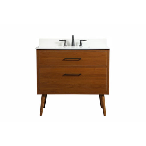 Elegant Boise 36" Single Bathroom Vanity, Teak/Backsplash - VF41036MTK-BS