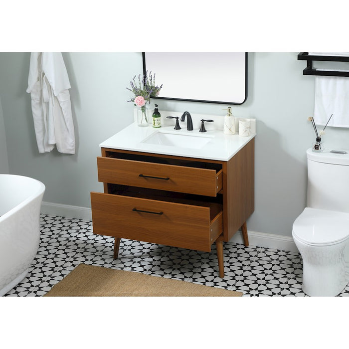 Elegant Boise 36" Single Bathroom Vanity, Teak/Backsplash