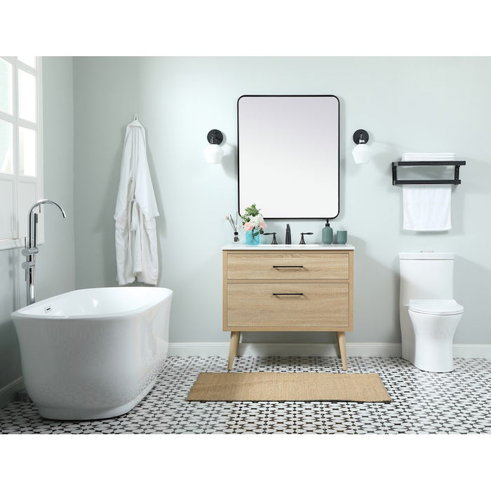 Elegant Boise 36" Single Bathroom Vanity, Teak/Backsplash