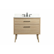 Elegant Boise 36" Single Bathroom Vanity, Mango Wood/Backsplash - VF41036MW-BS