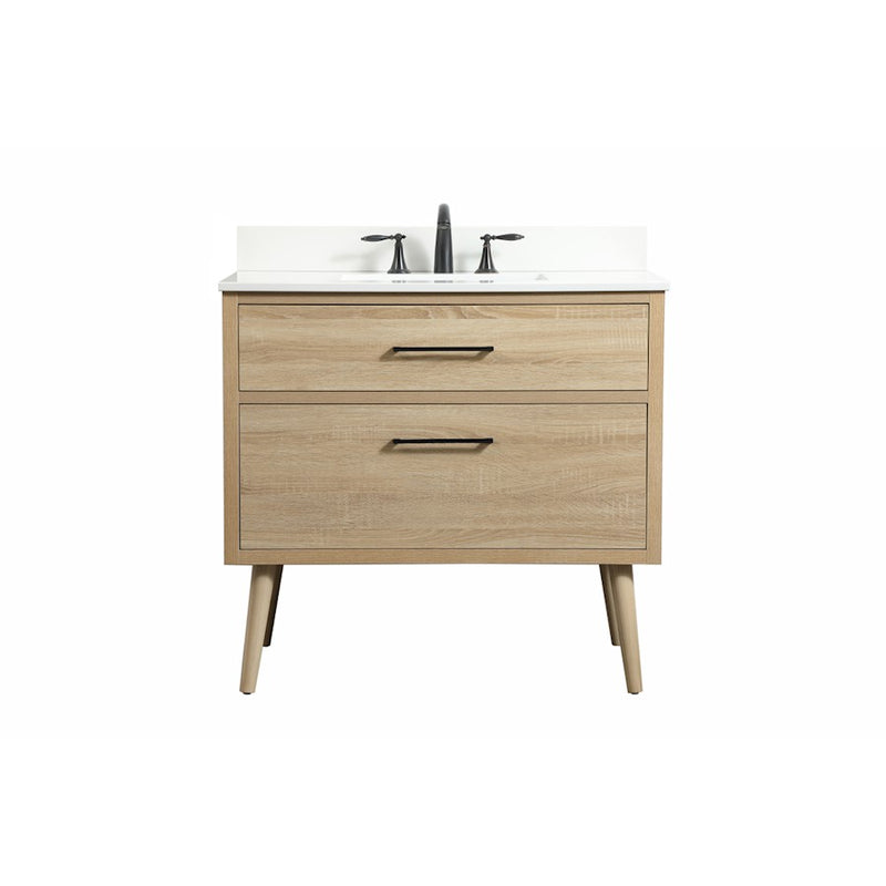 Elegant Boise 36" Single Bathroom Vanity, Mango Wood/Backsplash - VF41036MW-BS