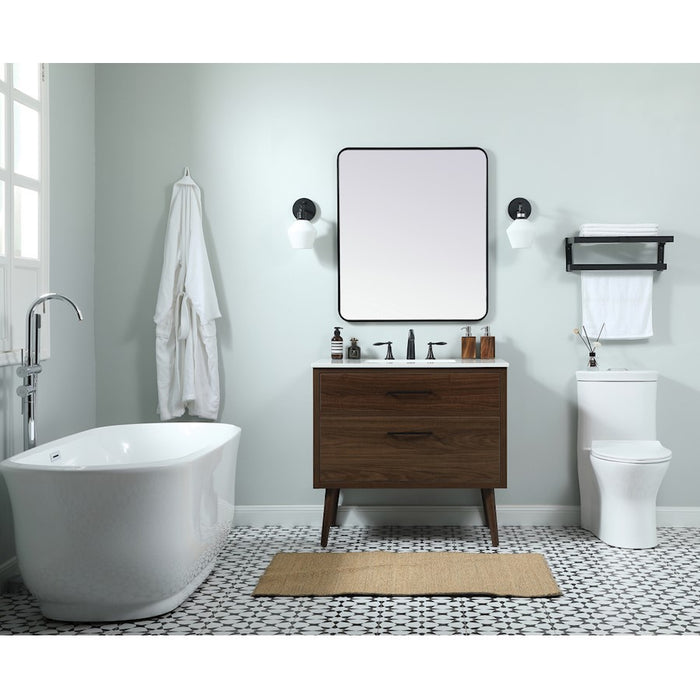 Elegant Boise 36" Single Bathroom Vanity, Mango Wood/Backsplash