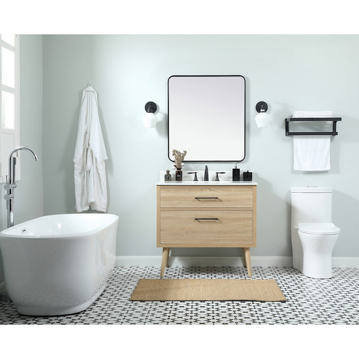 Elegant Boise 36" Single Bathroom Vanity, Mango Wood/Backsplash