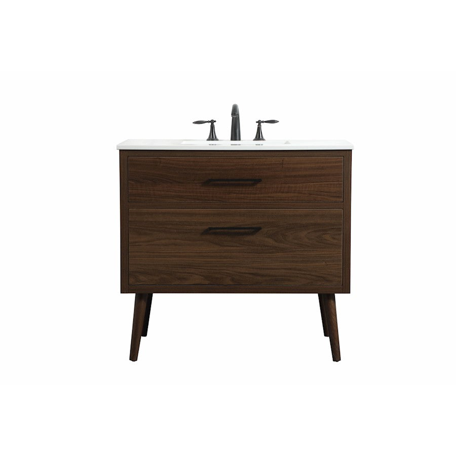 Elegant Kitchen/Bath Boise 36" Single Bathroom Vanity, Walnut - VF41036MWT